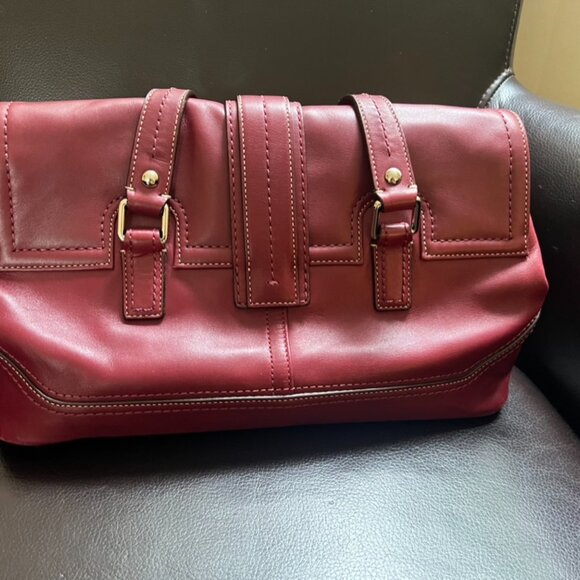 Burgundy/Maroon Coach Hamilton Satchel leather bag - G0893-F12604 - Picture 5 of 10